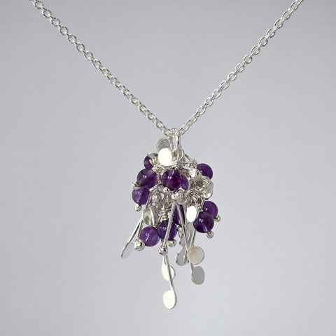 Blossom & Bloom Pendant with amethyst, polished silver by Fiona DeMarco