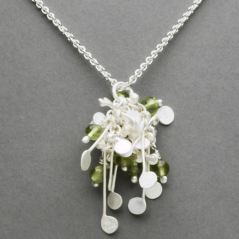 Blossom & Bloom Pendant with peridot, satin silver by Fiona DeMarco