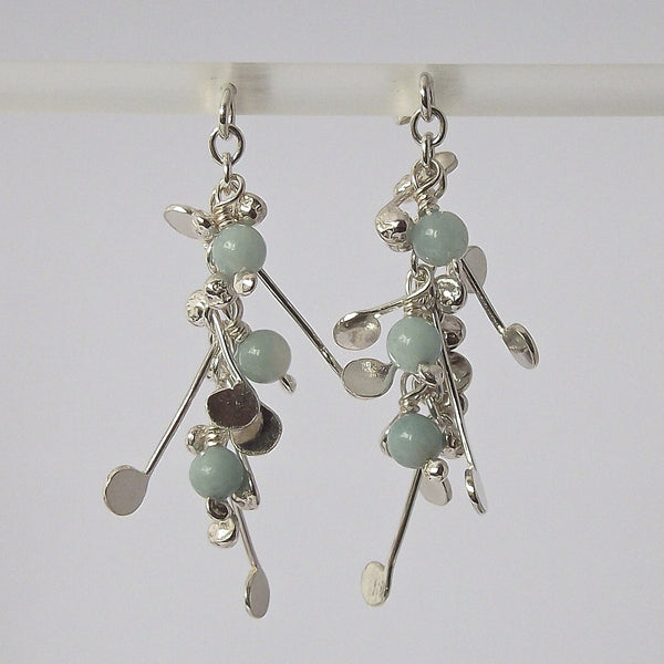 Blossom & Bloom stud Earrings with amazonite, polished silver by Fiona DeMarco