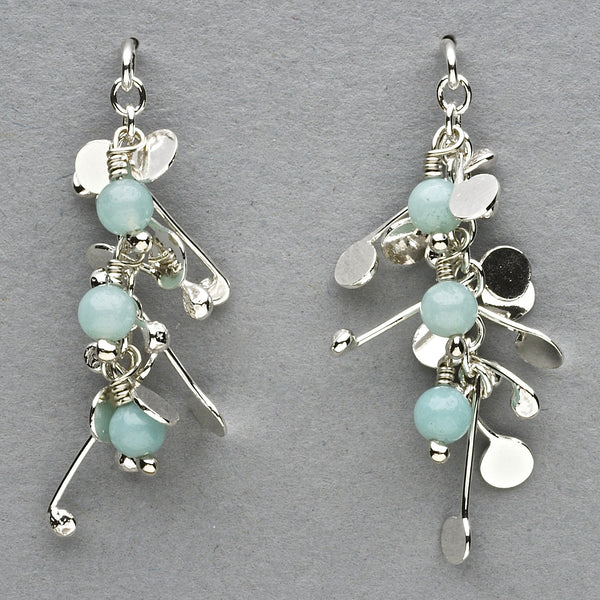 Blossom & Bloom stud Earrings with amazonite, polished silver by Fiona DeMarco