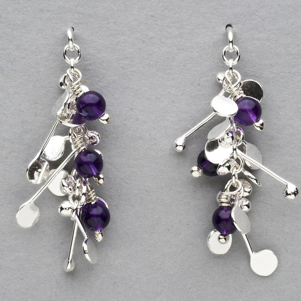 Blossom & Bloom stud Earrings with amethyst, polished silver by Fiona DeMarco