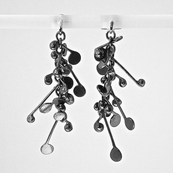 Blossom stud Earrings, oxidised silver by Fiona DeMarco