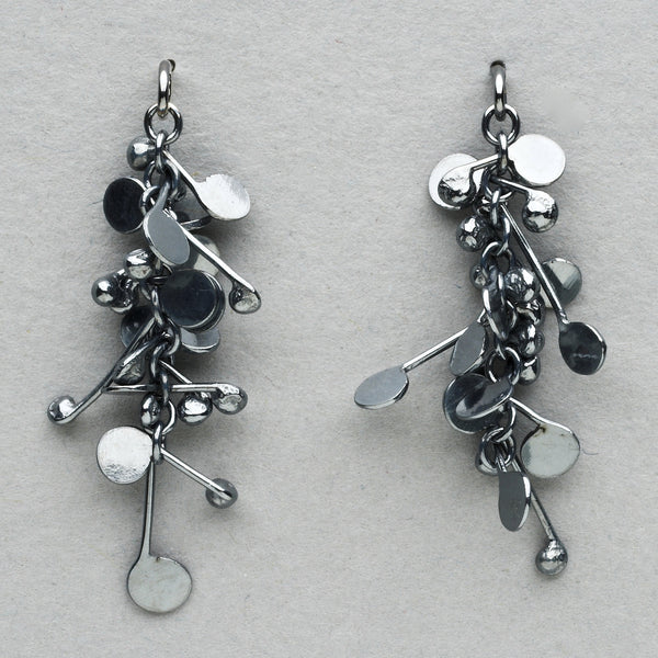 Blossom stud Earrings, oxidised silver by Fiona DeMarco