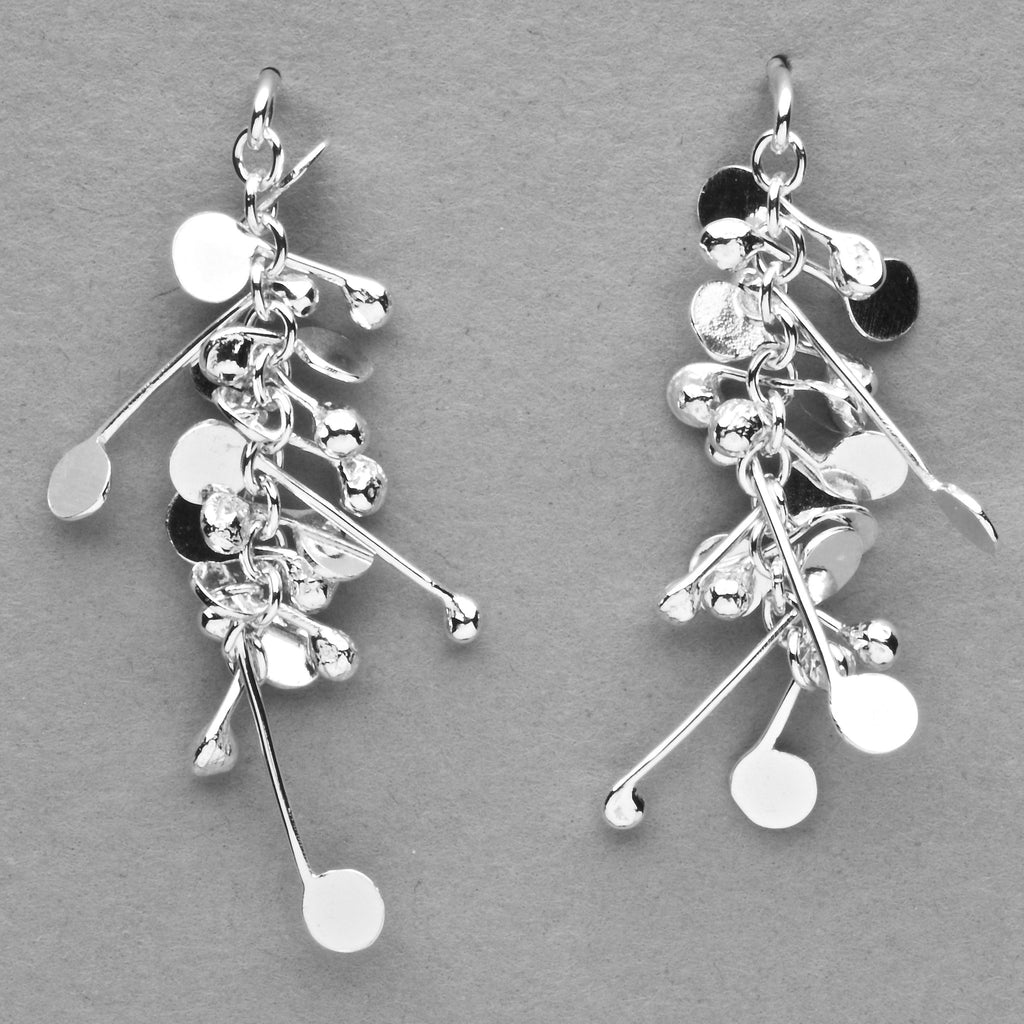 Blossom stud drop Earrings polished Silver