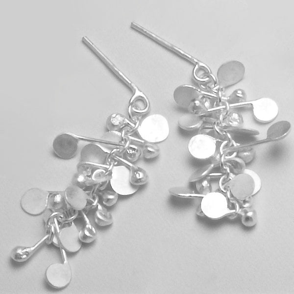 Blossom stud Earrings, satin silver by Fiona DeMarco