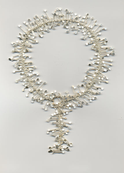 Signature lariat Necklace, satin silver by Fiona DeMarco