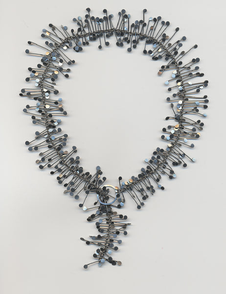 Signature lariat Necklace, oxidised silver by Fiona DeMarco