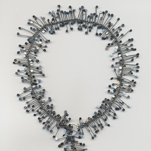Signature lariat necklace, oxidised silver by Fiona DeMarco
