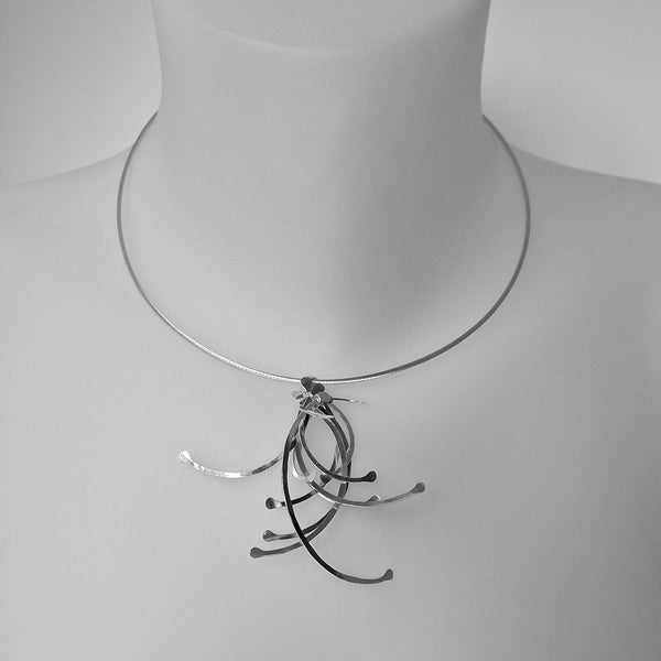 Contour Cluster Necklet, polished silver by Fiona DeMarco