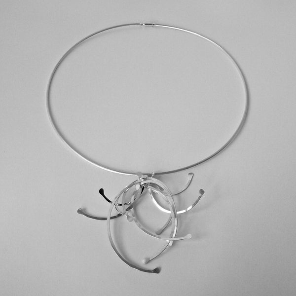 Contour Cluster Necklet, polished silver by Fiona DeMarco