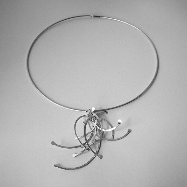 Contour Cluster Necklet, polished silver by Fiona DeMarco