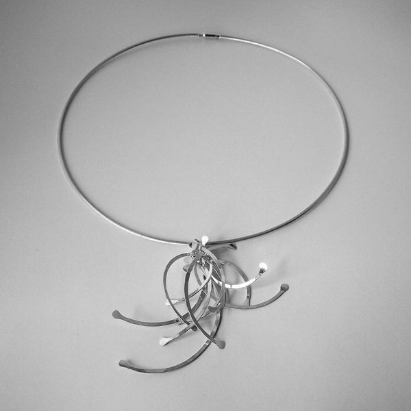 Contour Cluster Necklet, polished silver by Fiona DeMarco