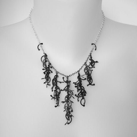 Contour semi graduated Necklace, oxidised silver by Fiona DeMarco