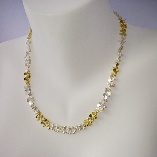 Harmony duo Necklace, 18ct yellow gold and sterling silver satin by Fiona DeMarco