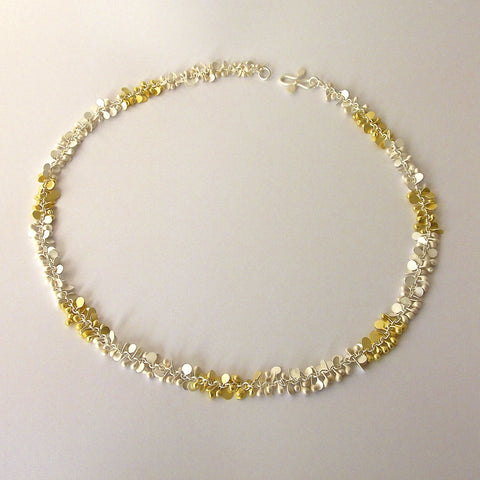 Harmony duo Necklace, 18ct yellow gold and sterling silver satin by Fiona DeMarco
