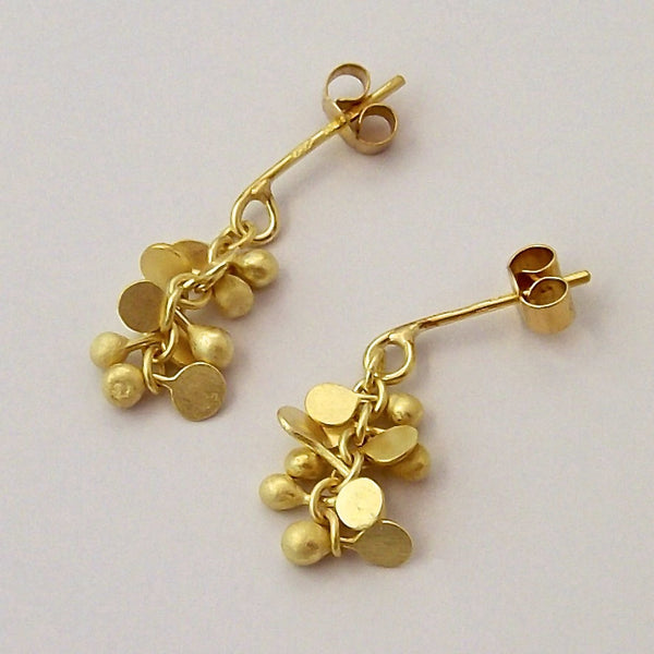 Harmony Precious stud Earrings, 18ct yellow gold satin by Fiona DeMarco