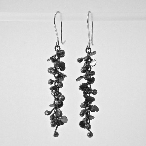 Harmony dangling Earrings, oxidised silver by Fiona DeMarco