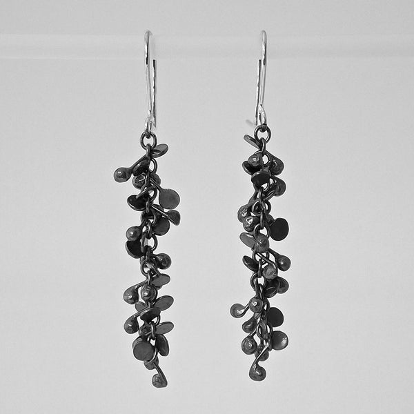 Harmony dangling Earrings, oxidised silver by Fiona DeMarco