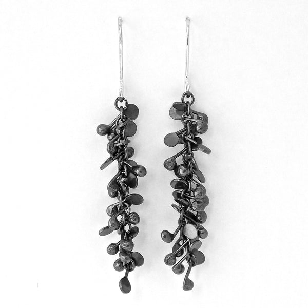 Harmony dangling Earrings, oxidised silver by Fiona DeMarco