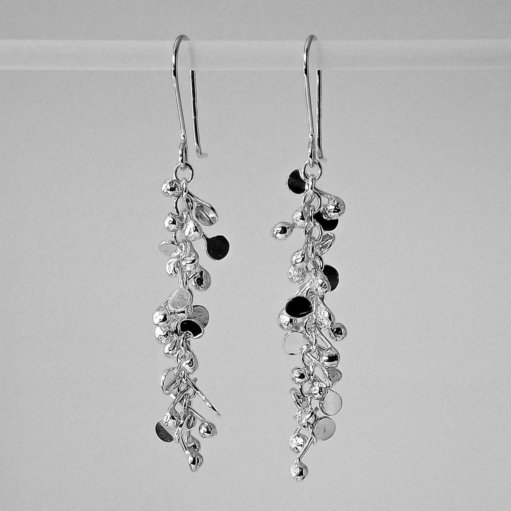 Silver drop down top earrings