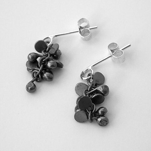 Harmony stud Earrings, oxidised silver by Fiona DeMarco
