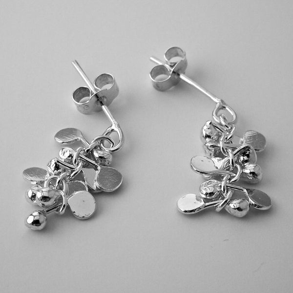 Harmony stud Earrings, polished silver by Fiona DeMarco