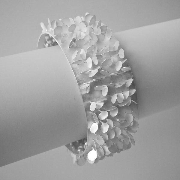 Icon Cuff, satin silver by Fiona DeMarco