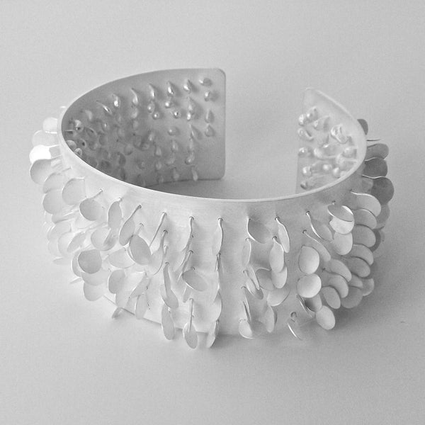 Icon Cuff, satin silver by Fiona DeMarco