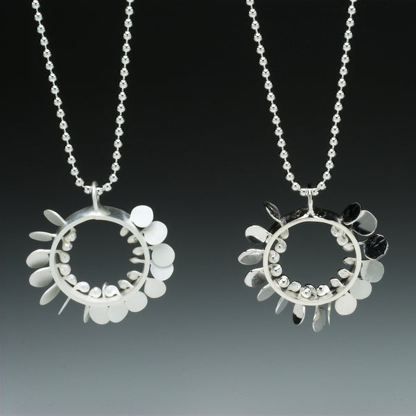 Icon Pendants, satin and polished silver by Fiona DeMarco