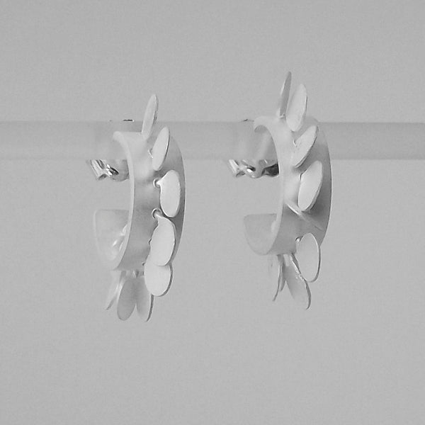 Icon hoop stud Earrings, satin silver by Fiona DeMarco