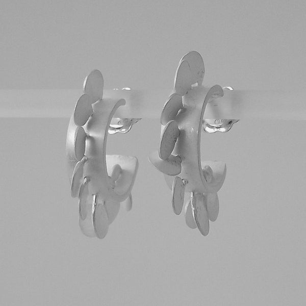 Icon hoop stud Earrings, satin silver by Fiona DeMarco