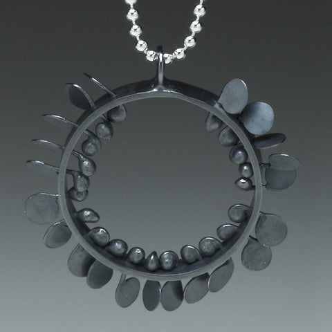 Icon wide Pendant, oxidised silver by Fiona DeMarco