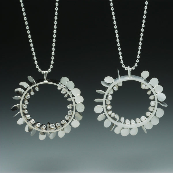 Icon wide Pendant, polished and satin silver by Fiona DeMarco