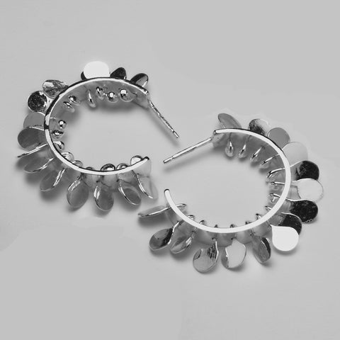 Icon wide hoop stud Earrings, polished silver by Fiona DeMarco