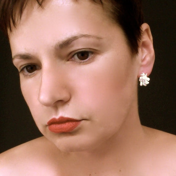 Radiance stud Earrings, satin silver by Fiona DeMarco