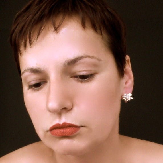 Radiance stud Earrings, polished silver by Fiona DeMarco