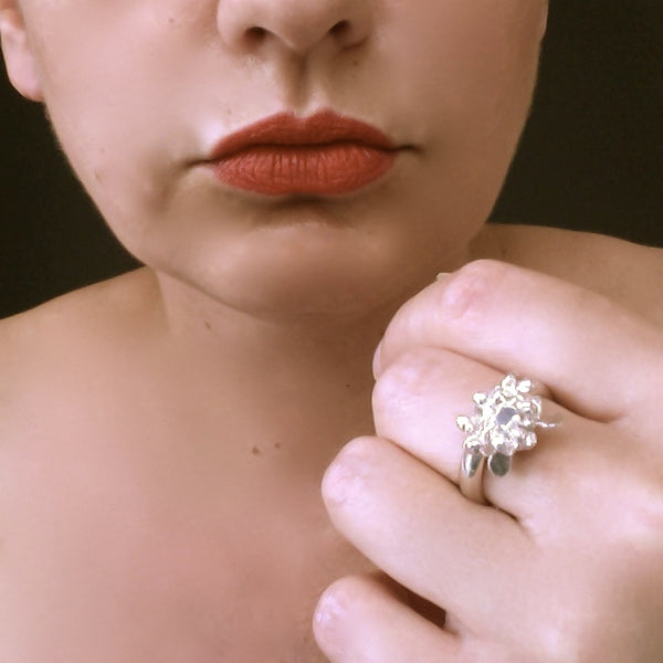 Radiance Ring, polished silver by Fiona DeMarco 