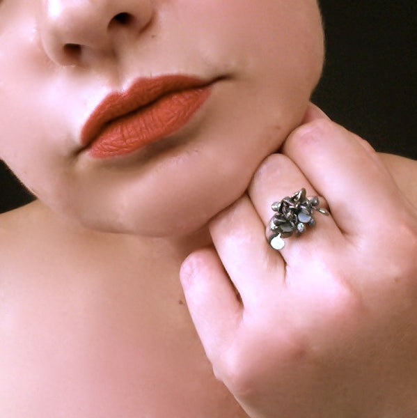 Radiance Ring, oxidised silver by Fiona DeMarco