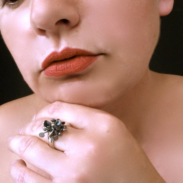 Radiance Ring, oxidised silver by Fiona DeMarco