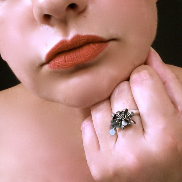 Radiance Ring, oxidised silver by Fiona DeMarco