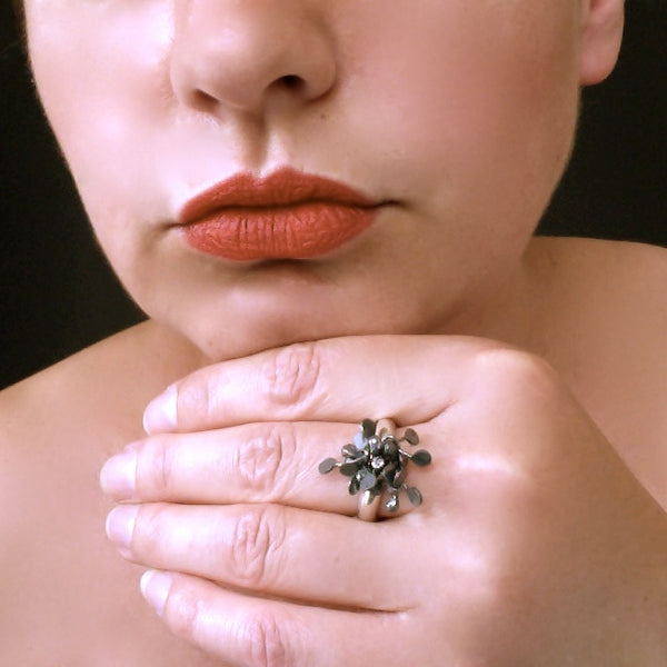 Radiance Ring, oxidised silver by Fiona DeMarco