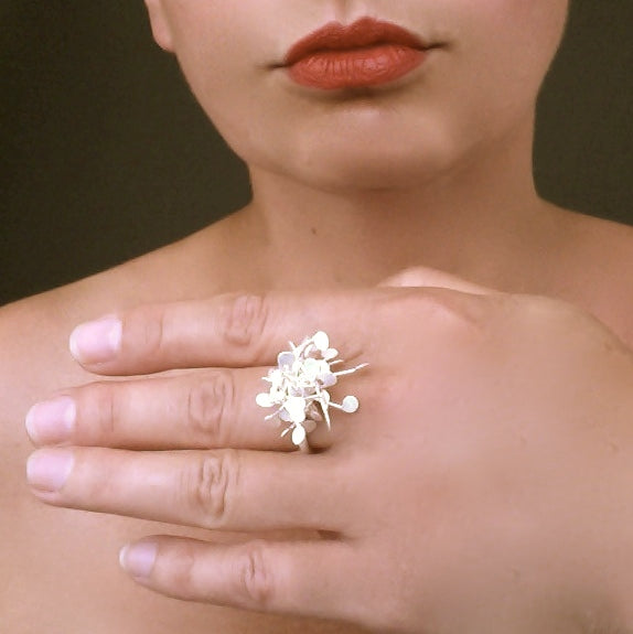 Signature Cluster Ring, satin silver by Fiona DeMarco