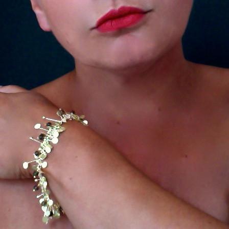 Blossom & Bloom Precious Bracelet with smoky quartz, 18ct yellow gold satin by Fiona DeMarco