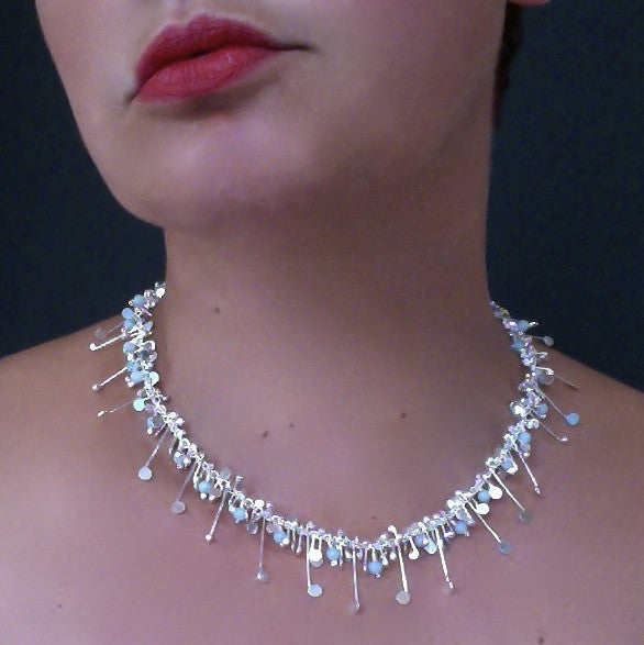 Blossom & Bloom Necklace with amazonite, polished silver by Fiona DeMarco
