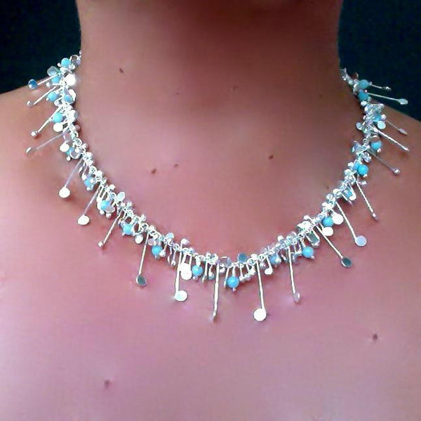 Blossom & Bloom Necklace with amazonite, polished silver by Fiona DeMarco