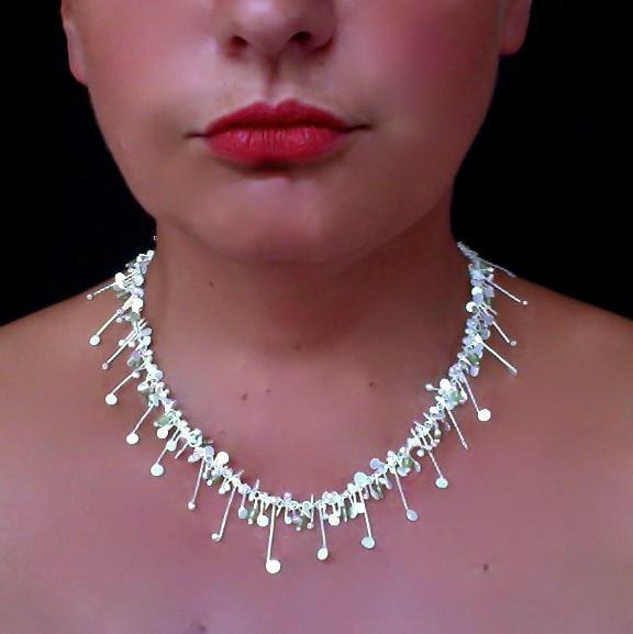 Blossom & Bloom Necklace with peridot, satin silver by Fiona DeMarco