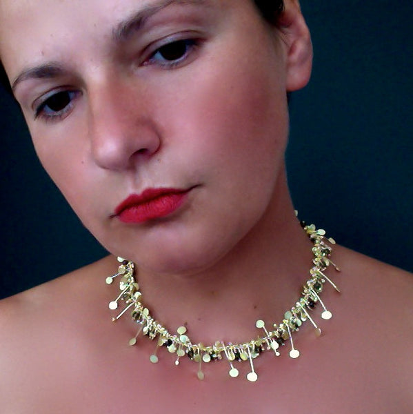 Blossom & Bloom Precious Necklace with smoky quartz, 18ct yellow gold satin by Fiona DeMarco