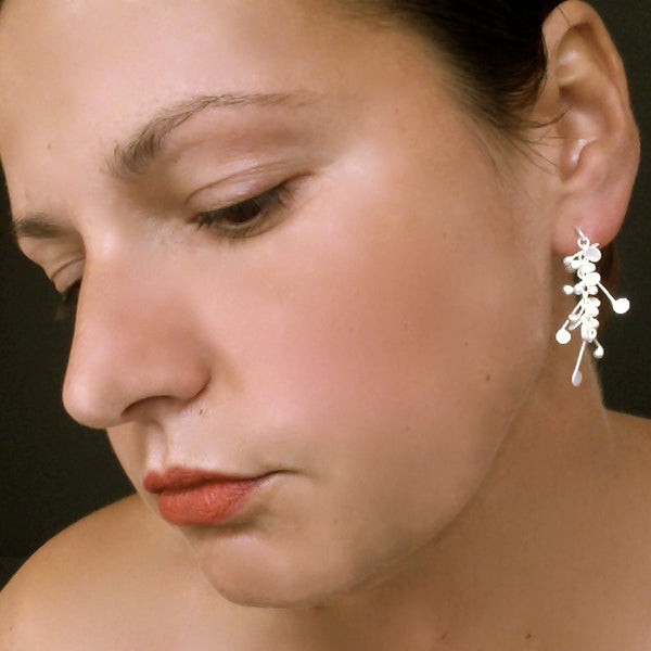 Blossom stud Earrings, satin silver by Fiona DeMarco