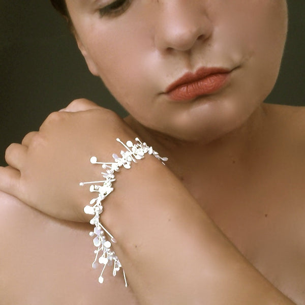 Blossom Bracelet, satin silver by Fiona DeMarco