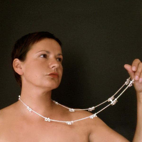 Accent long Necklace, polished silver by Fiona DeMarco